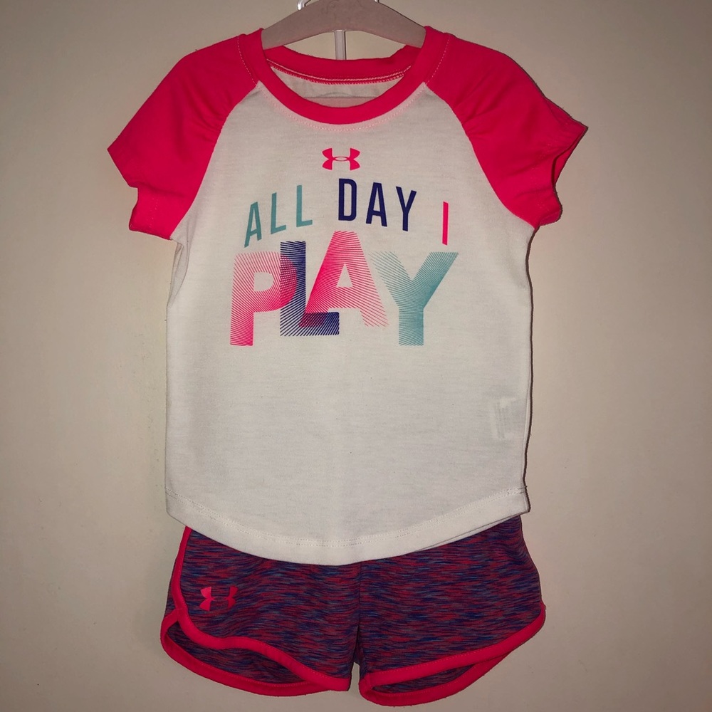 EUC!!! Under Armour 24mth girl shirt/short set